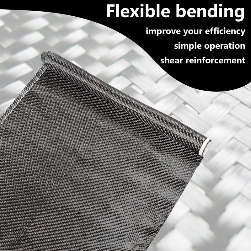 Caliwill Carbon Fiber Fabric Roll 9.8ft x 12”Fabric Mesh Carbon Fiber Cloth Carbon Fiber Sheet Pure Fabric Roll for Cars for Structural Reinforcement on Concrete Walls, Basements, Boats DIY Projects - Image 2